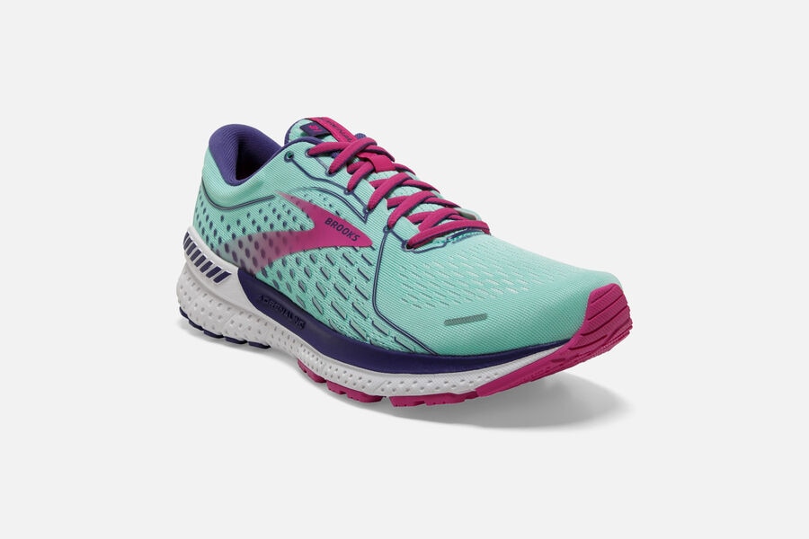 Brooks Adrenaline GTS 21 Road Running Shoes Womens Turquoise/Pink 481037-IHA